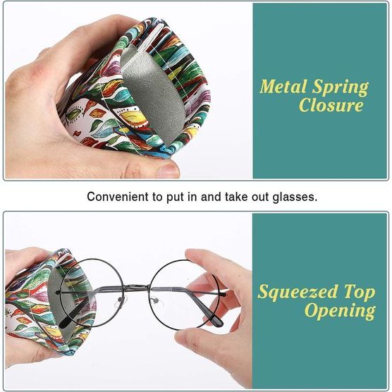 Brillenkoker, 2 stuks draagbare zonnebrillen etui met kliksluiting brillenkoker zachte bril beschermhoes leesbrillenetui voor dames met reinigingsdoekje