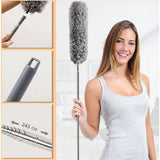 Telescoopstofdoek Wasbaar voor plafond met telescoopstang, Microvezelstofdoek Hoekbezem Max. Lange 55-254 cm stofbezem met telescoop voor hoge plafonds plafondventilator spinnenwebben (7 grijs)