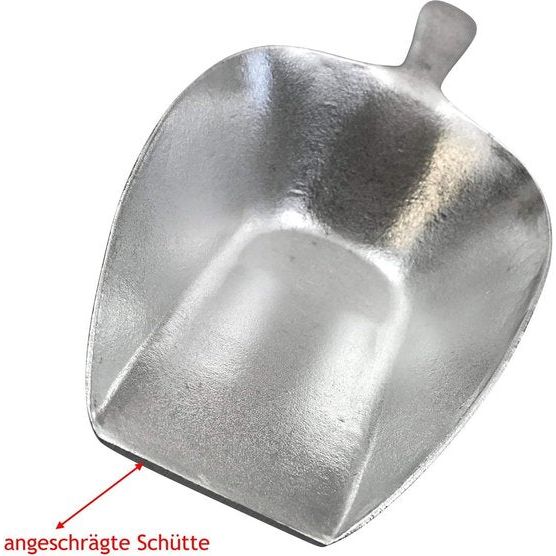 Extra grote meelschep, zakschep, voederschep, zak voer, meel, suiker, schep, giet van metaal en aluminium, niet roestend, 35 cm afweegschep bij 750 ml diervoer, granen