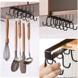 2 stuks bekerhouders voor kopjes, kopjes, opberghaken, onder kast, kopjeshouder, dubbele rijen, keukengerei, dassen, riemen, sjaals, sleutels, zwart