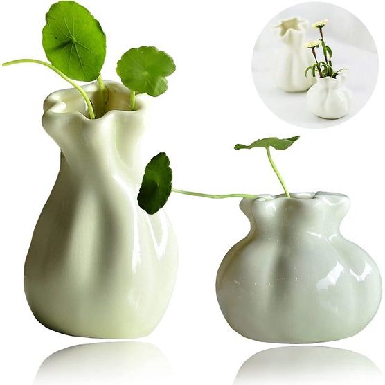 Keramiek bloemenvazen ​​set, 2 stuks decoratieve creatieve vazen, hydrocultuur creatief bloemstuk, voor thuis kantoor woonkamer decoratie ornament