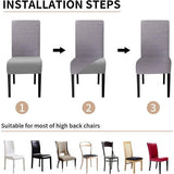 Grigio Argento Stoelhoezen, XL, set van 4 stuks, stretch stoelhoezen, schommelstoelen, XL, voor eetkamerstoelen, spandex, universele stoelbekleding, grote eetkamerstoelen, hotelbanket, maat XL