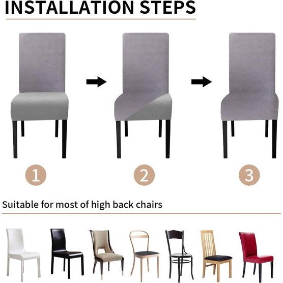 Grigio Argento Stoelhoezen, XL, set van 4 stuks, stretch stoelhoezen, schommelstoelen, XL, voor eetkamerstoelen, spandex, universele stoelbekleding, grote eetkamerstoelen, hotelbanket, maat XL