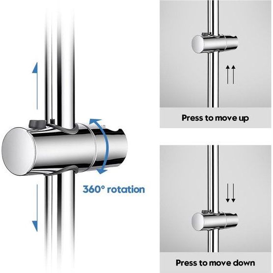 Douchestang voor handdouche, 70 cm, douchestang, roestvrij staal, met in hoogte en hoek verstelbare douchekophouder, chroom