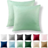 Tweedelige set renforcé kussenslopen, 40 x 40 cm, 100% katoen met YKK-ritssluiting, superzacht hoofdkussensloop, kussenhoes, groen, alleen kussensloop