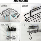 Doucheplank zonder boren, doucheplank, doucheplank, 4-delige badkamerrek, organizer, shampoohouder voor douche, toilet, keuken en slaapzaal