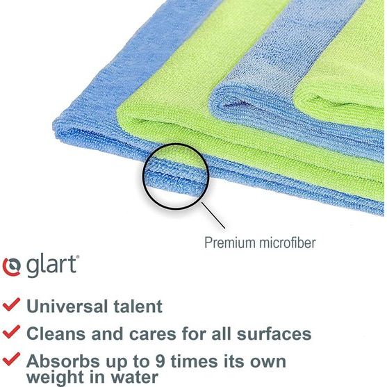 Set van 4 super slimme microvezeldoeken, 2 stuks blauw van 40 x 40 cm en 2 stuks groot van 40 x 40 cm