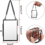 Set van 4 mini-rechthoekige fotolijsten van metaal en glas, hangende glazen fotolijst, geometrisch ornament, plantenmonsterclip, voor geperste bloemenfoto's, zwart