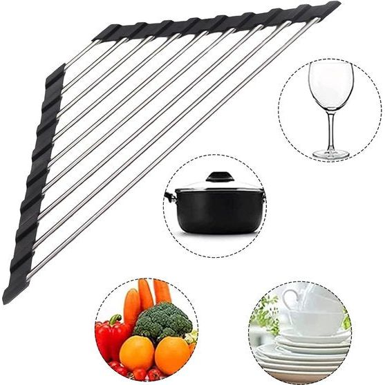 gootsteenorganizer voor servies is gemaakt van hoogwaardig 201 roestvrij staal, dat sterk belastbaar, niet gemakkelijk te vervormen of te breken, duurzaam en roestvrij