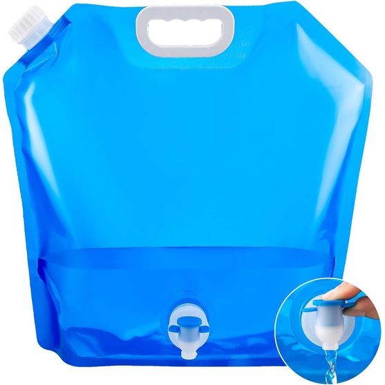 Opvouwbare waterjerrycan, 5 l/10 l, opvouwbare watertank, opvouwbare jerrycan met kraan, drinkwater met draaggreep, herbruikbaar, voor outdoor, camping, wandelingen, picknicks