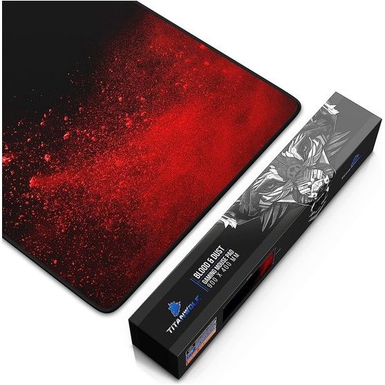 XXL Speed Gaming Muismat, Titanwolf, 900 x 400 mm, XXL Muismat, groot formaat, verbetert precisie en snelheid, wasbaar, voor Microsoft Logitech Muis en toetsenbord