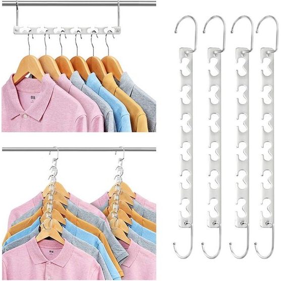 Kleerhanger Ruimtebesparend Metaal Magic Magic Hangers Antislip Closet Organizer Garderobe voor broeken, jeans, pakken en jurken (set van 6)