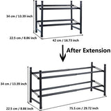 Schoenenrek van metaal, verstelbaar en uitbreidbaar schoenenstandaard, zwart, sterk en robuust, voor hal, woonkamer, slaapkamer, garage, kledingkast (1 pak met 2 treden)