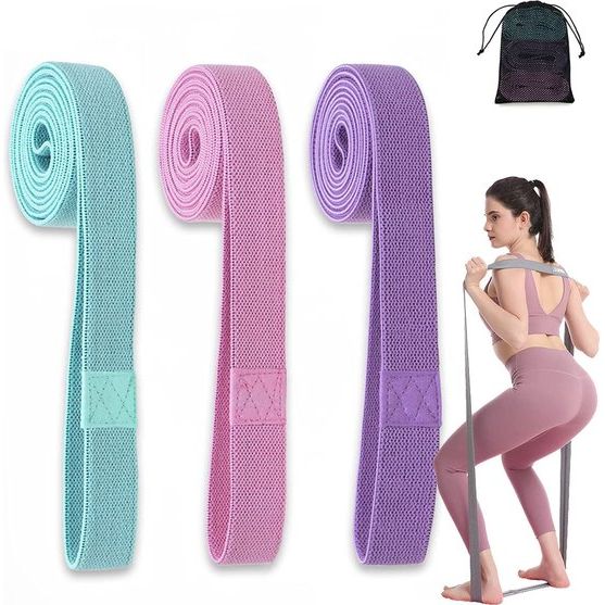 Fitnessbanden, weerstandsbanden, lang, stof, weerstandsbanden, set van 3, antislip pull up fitnessbanden, 3 weerstandsniveaus, optrekband