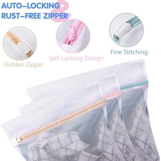 9 stuks wasnet voor wasmachine, waszak, waszak, extra grote waszak 50 x 40 cm met ritssluiting, wasnet groot, waszak geschikt voor jassen, bh, jeans, schoenen