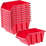 Werkplaatsstapelkist, stapelbox van PP-kunststof - opbergbox in verschillende maten, opbergdozen voor gereedschapswand, opbergdoos, sorteerbox - Rood 10 stuks, 195 x 120 mm