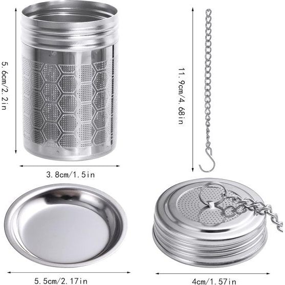 2 theezeef voor losse thee, theefilter, roestvrij staal, theezeef, thee-infuser, thee-infuser met lekbak, kruidenzeef, theezeef voor theepotten, kopjes, keuken