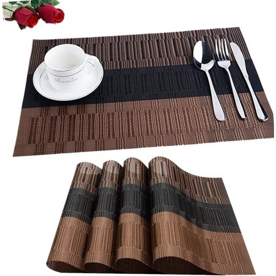 Set van 6 placemats, 30 x 45 cm, antislip, afwasbaar, gemaakt van pvc, hittebestendig, kwetsbaar en wasbaar, voor keuken en eetttafel