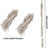 Macramé bloemenhanger, 2 stuks, plantenhangers, katoenen touw, hanghanger, bloemenhanger, plantenhanger voor plafonds, wanddecoratie, balkon, tuin, huishouden, decoratie, kantoortuinieren, 100