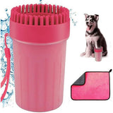 Paw Washer Pootreiniger voor honden, draagbare hondenpootreiniger, siliconen huisdierpootreiniger voor katten en honden, met een handdoek (roze)