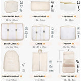 Kofferorganizerset, beige, 11-delige inpakkussenset, waterdichte kledingtassen, kofferorganizer voor vakantie en reizen, kubussenset, reiskubussen, kaki