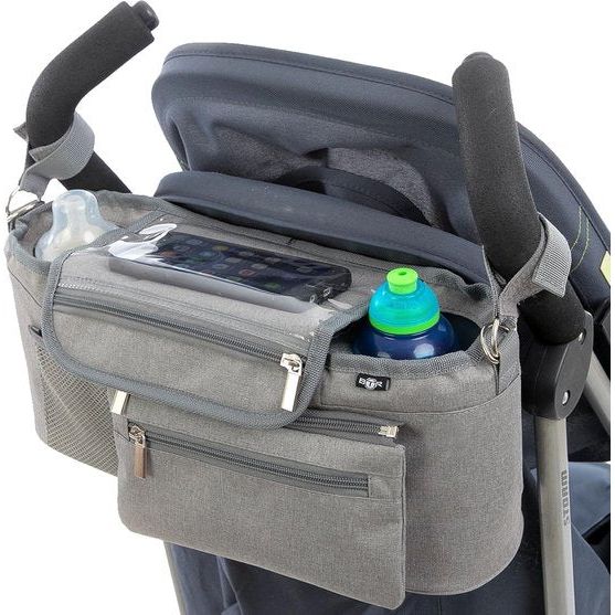 kinderwagen organizer en buggy organizer of opbergtas met rits en portemonnee. Baby kinderwagentas, organizer kinderwagen PLUS kinderwagen clips x 2