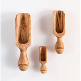 Wood Spice Scoops Set van 3 - 12 cm, 9 cm en 6 cm - Handgemaakt - Hittebestendig en Krasbestendig Gebruiksvoorwerp - Kruiden, Koffie, Dierenvoeding, Melkpoeder, Meel, Zout Gebruiksvoorwerp