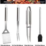 21 stuks grillbestek, koffer + BBQ thermometer, roestvrij staal, grill-accessoires, grillset voor mannen, papa en vrouwen