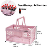 Shopping Basket Plastic Foldable Folding Box Small 19 Litres 38 x 25 x 20 cm Suitable for Kitchen, Bathroom, Office, Bedroom, Classroom, Cupboard, Drawer (Pink)