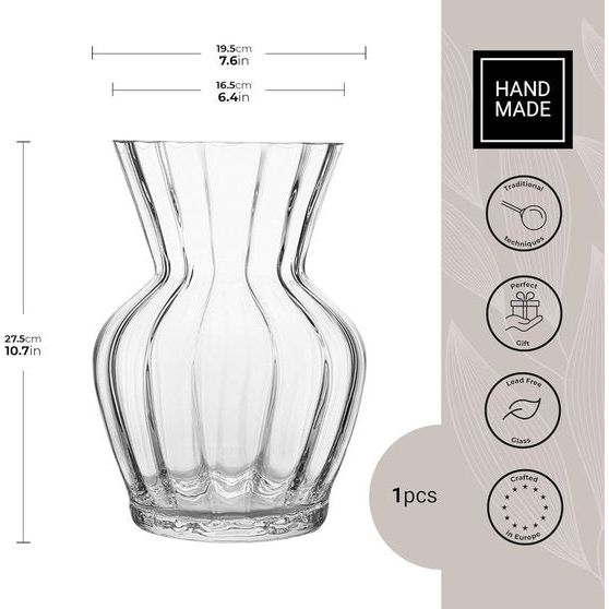 Vaas,hoogte: 27,5 cm, diameter: 19,5.transparant