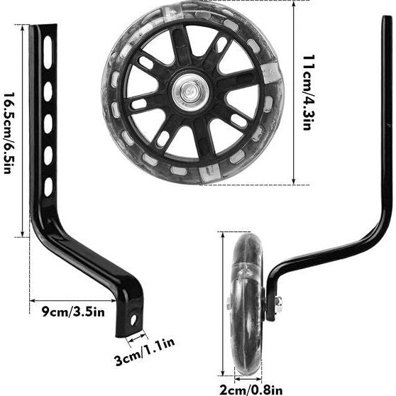 Fietssteunwielen voor kinderen, universele hulpwielen, trainingswielen voor kinderfiets, veiligheidssteunwielen, stabilisatoren, fiets voor 12, 14, 16, 18, 20 inch (1 paar, zwart)