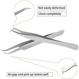Wimperpincet voor wimperverlenging, 2 stuks rechte en gebogen puntige pincet, professionele wimperpincet set (pincetten set03)