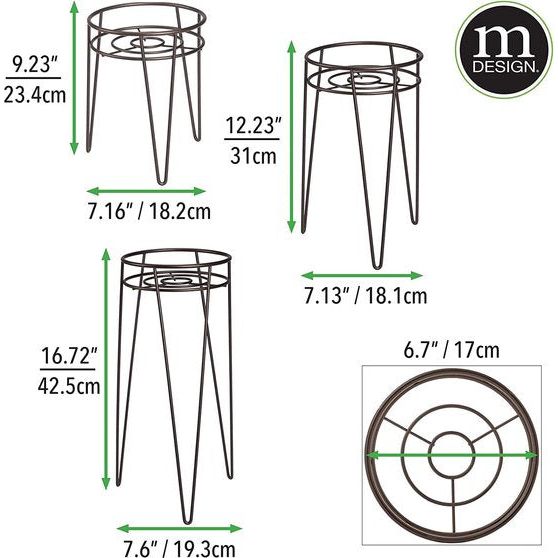 mDesign - Plantenstandaard - plantenhouder/succulentenhouder - modern/'jaren 50 stijl/minimalistisch/stevig/metaal/voor binnen en buiten/met haarspeldpoten - brons