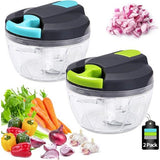 Handleiding - 2 stuks 520ml uienhakselaar handmatig (1 groen en 1 blauw) multihakselaar voor het snijden van uien knoflook, uienhakselaar uiensnijder