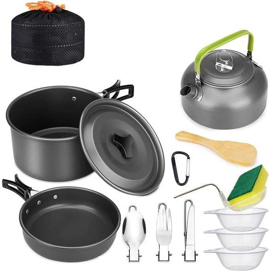 Camping Kookgerei Set Outdoor Kookgerei Set Draagbare Camping Servies Set Aluminium Camping Servies fornuis Set schotel Pan Picknick Servies voor Backpacken Wandelen