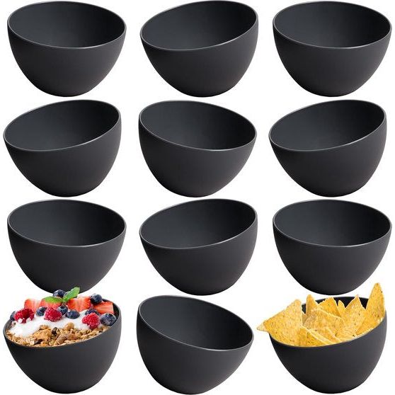 Bowl Mueslikommen, set van 12, onbreekbaar, 750 ml dessertkommen, soepkommen, kommen en kommen set van kunststof (antraciet zwart, 12 x 750 ml)