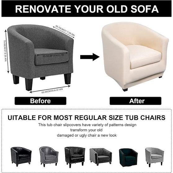 Fauteuilhoezen clubstoel stretch fauteuilbeschermer fauteuilhoes kuipstoelhoes bankhoes elastische antislip clubfauteuilhoezen hoes voor loungestoelen, beige