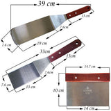 Stainless Steel Grill Spatula Set - Heavy Duty Long Plancha Spatula, Burger Smash Spatula, Chopper / Scraper with Solid Wood Handle, Ideal for Grill, Teppanyaki, Kitchen