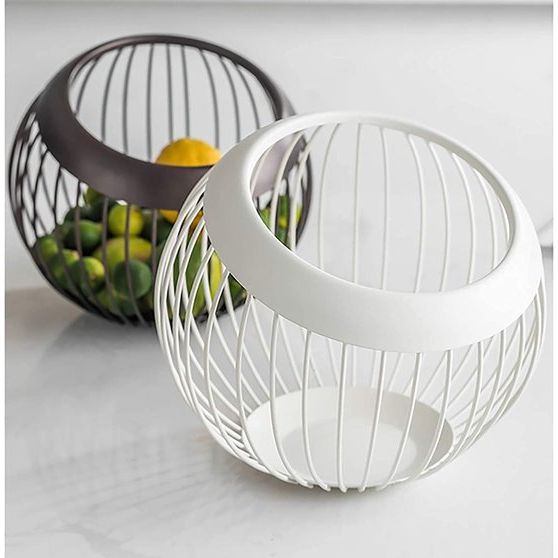 Decoratieve en hoogwaardige mand voor fruit, fruit, groenten of brood in modern design, voor meer gezondheid in het dagelijks leven, fruitmand, groentemand, broodmand, koffiecapsules (wit)
