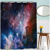 Galaxie-Duschvorhang, Weltraum-Universum, Nebel, Sternenhimmel, Duschvorhänge-Set mit 12 Haken, wasserdichte Badvorhänge aus Stoff für Badezimmer, 180 x 180 cm, bunt