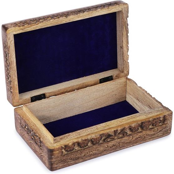 Handgesneden decoratieve houten kist met oog van waarheidssnijwerk, multifunctioneel gebruik als sieradenopslag, sieradenhouder of horlogedoos, ideaal als cadeau