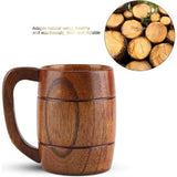 Houten beker, drinkbeker bierpul houten bierpul natuurlijke houten bierpul retro grote capaciteit theewater klassieke houten beker met handvat