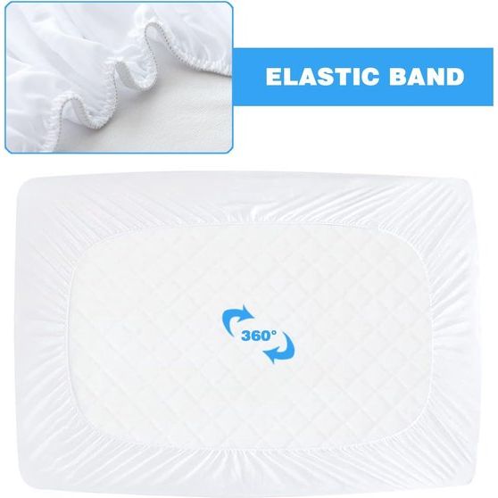 Dubbele Matrasbeschermer Waterdicht 180 x 200 cm Microvezel Matrasbeschermer Zachtschuim Matrasbeschermer met Hoeken Hypoallergeen Mijtbestendig en Antibacterieel Wit