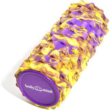 Foamroller - te gebruiken voor zelfmassage en spier- en bindweefseltraining - 33 x 14,5 cm - (Geel-Lila)