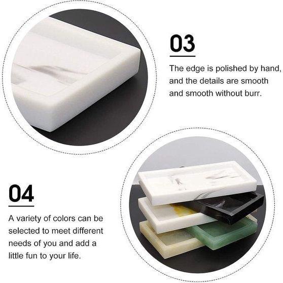 Dienblad van marmer, marmer, serveerplaat, display, badkamerdienblad, rechthoekig, hars decoratief dienblad, cosmetica-organizer, sieradenbord voor salontafel