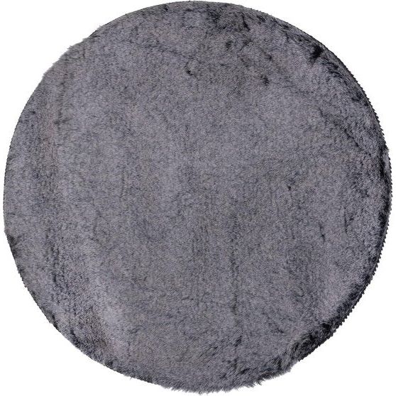 Kunstbont tapijt rond, ongeveer 38 cm, zitkussen met kunstbont look, knuffelbont stoelkussen, zwart.