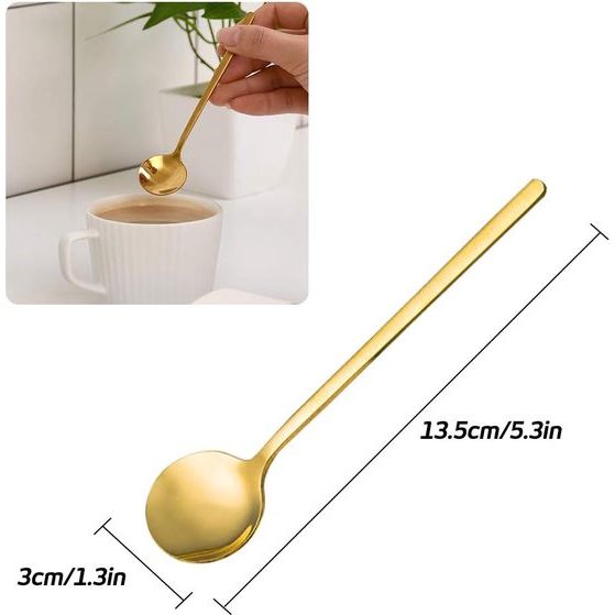 8 stks Vergulde Rvs Mini Thee Lepels Koffie Suiker Dessert Cake Ijs Soep Antipasto Cappuccino 13 cm