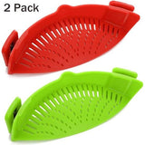 2 Pack Siliconen Voedselzeef Hittebestendige Clip Op Zeef Rijst Pasta Spaghetti Rundergehakt Universeel Geschikt voor alle potten en schalen