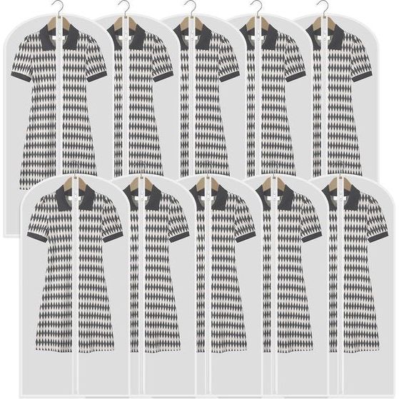 Doorzichtige kledingzakken Kledinghoezen Bescherming tegen stof voor opslag van plastic kledingzakken Hangende kledingzakken Kledingtas voor kleding lang met ritssluiting voor kast - 24'' x 47''