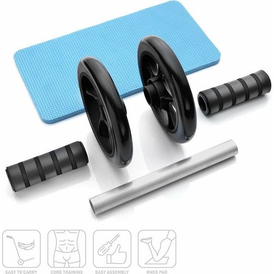 Roller Classic, buiktrainer voor het versterken van de kernspieren, fitnessapparaat voor thuis, buikspiertrainer inclusief kniebeschermer, 28 x 16 cm (L x Ø)